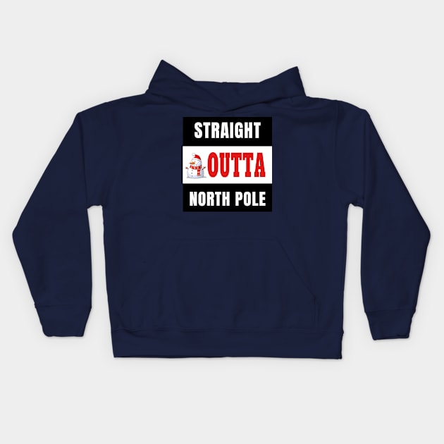 Straight Outta North Pole Cute Funny Cartoon Snowman Gift Kids Hoodie by klimentina